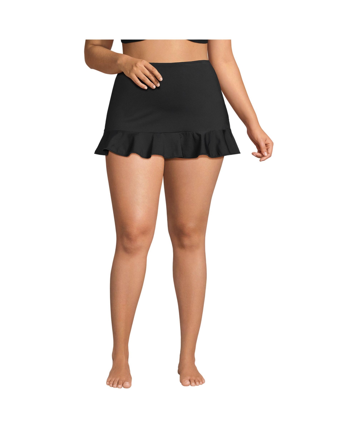 Plus Size Ruffle Hem Mini Swim Skirt - White multi ditsy floral