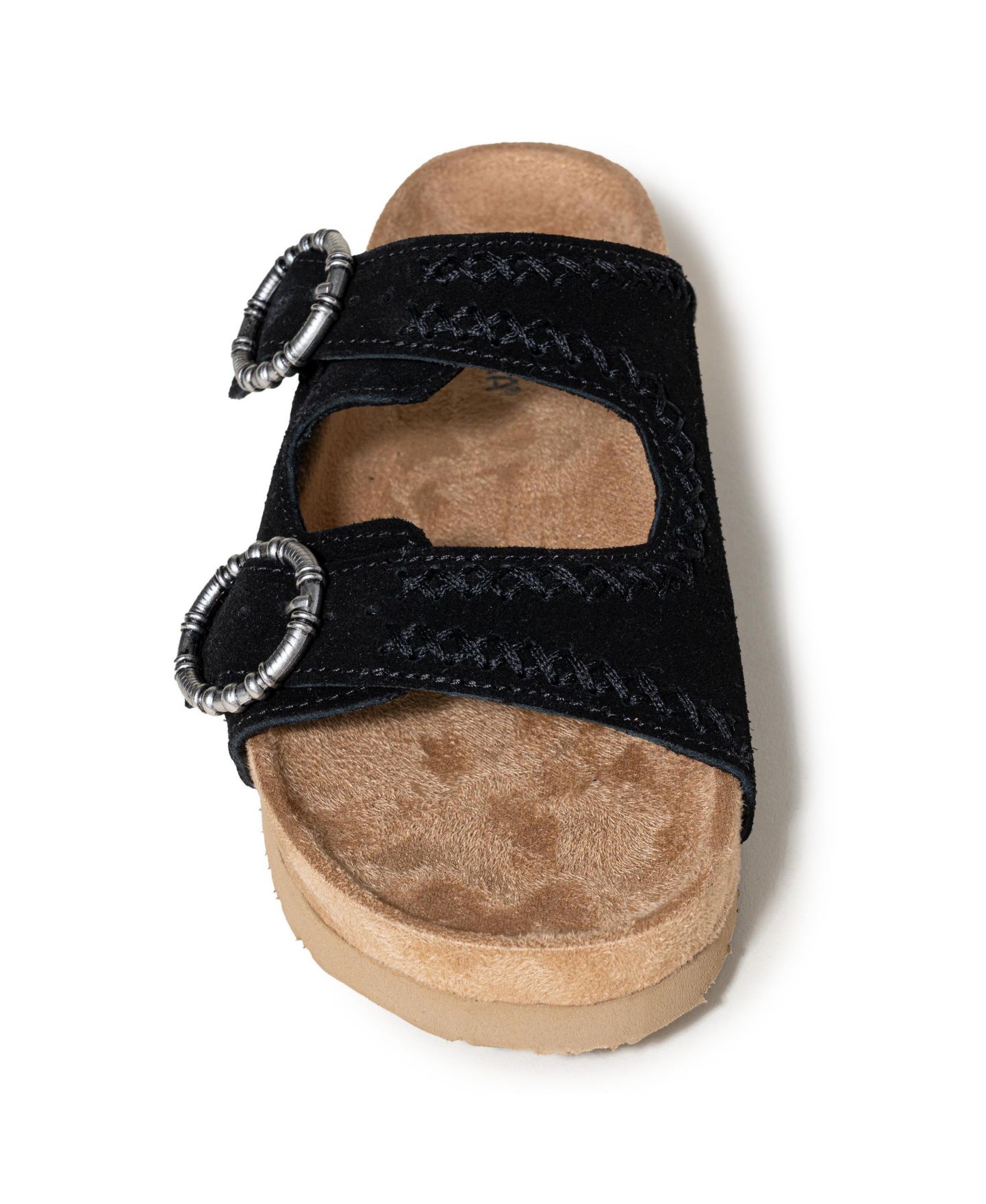 Женские сандалии Minnetonka Georgine Classic Suede Buckle Slide, цвет: Чёрный — фото 3