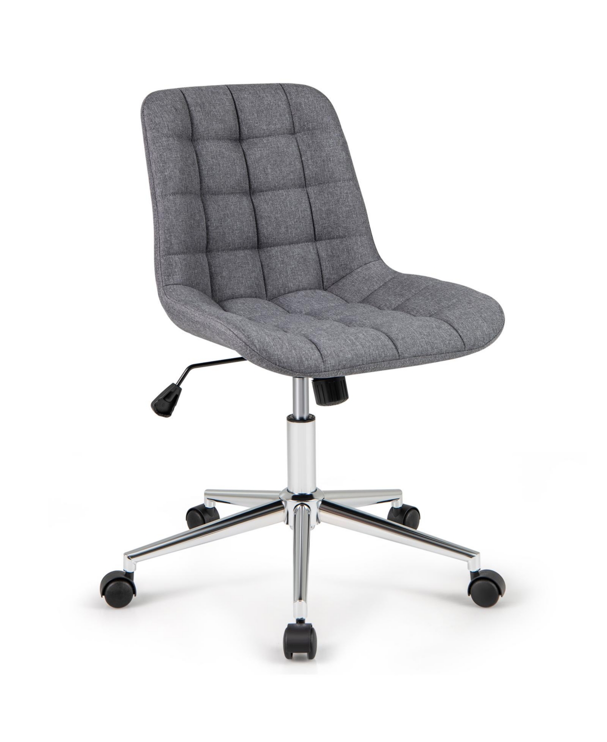 Teddy Fleece Armless Office Chair for Home or Desk Use, Soft and Cozy Seating - Grey
