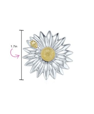 Two Tone Brooch Pin Fashion Ladybug Sunflower Daisy Scarf Silver Gold Plated
