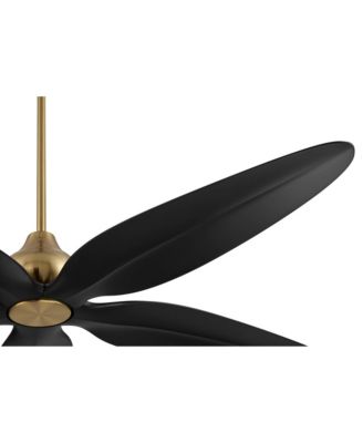 60" Lotus Bay Indoor Outdoor Ceiling Fan 5 Blade LED Light Remote Control Brass Finish Black Blades Bedroom Damp Rated