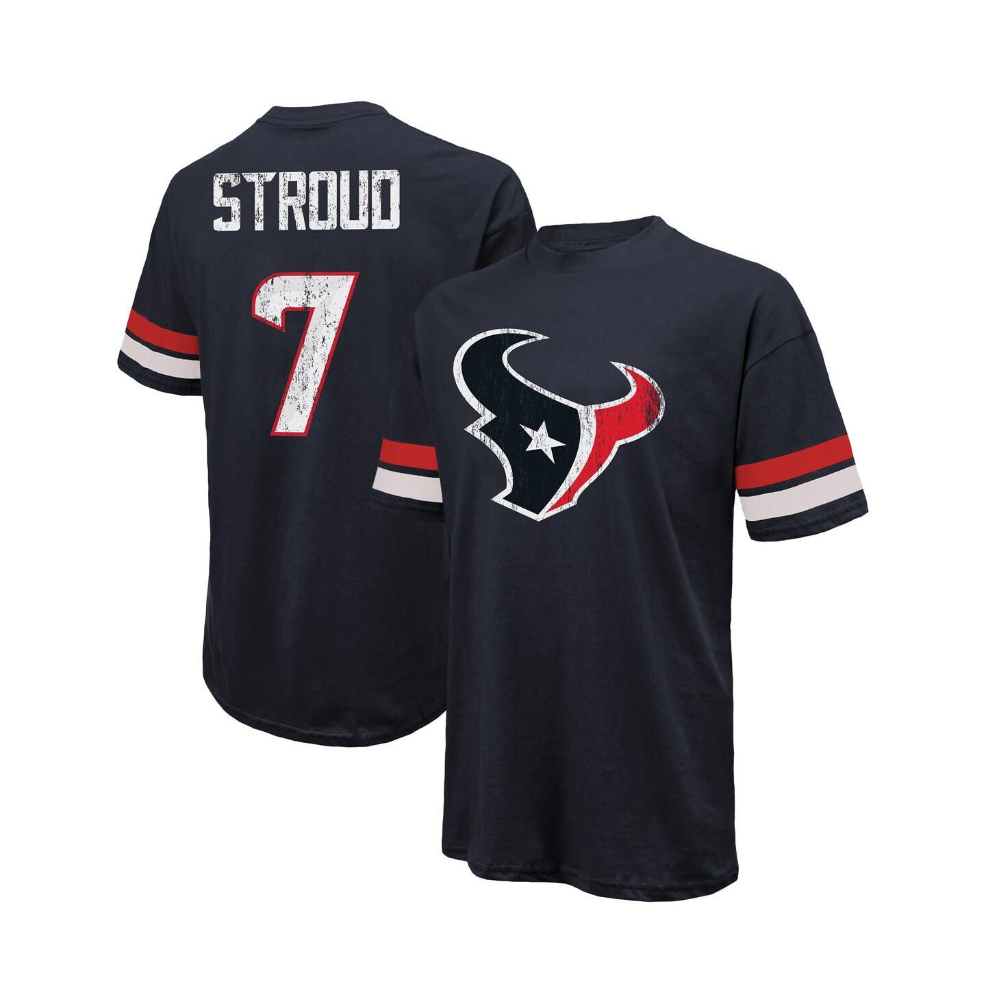 Мужская футболка Majestic Threads C.J. Stroud Navy Houston Texans Oversized Name & Number — фото 1