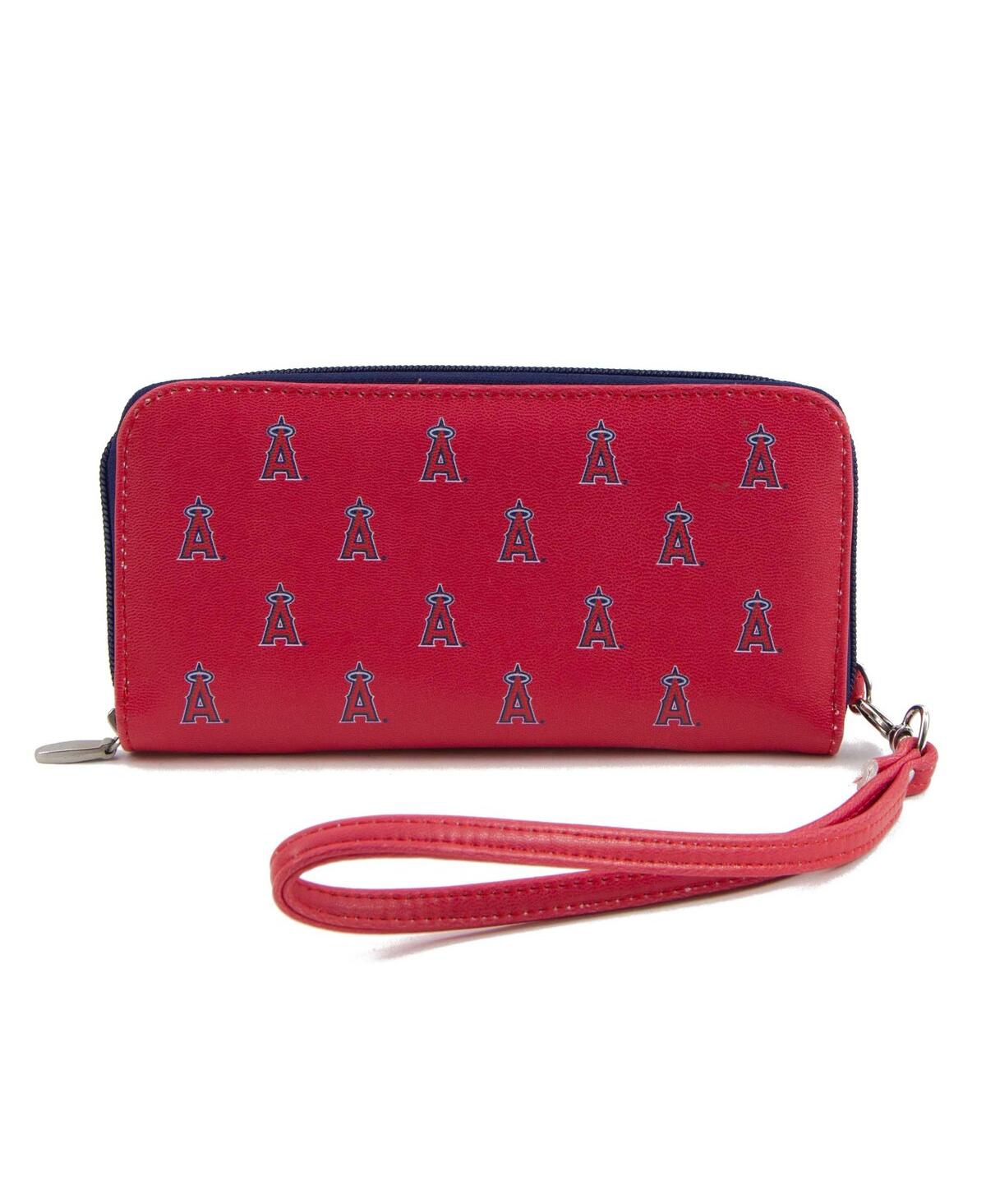 Eagles Wings Women's Los Angeles Angels Zip-around Wristlet Wallet In Red