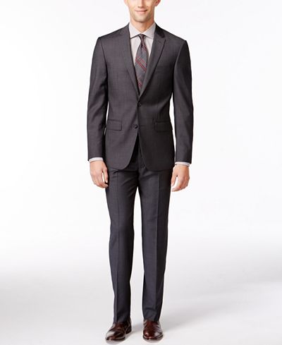 DKNY Grey Solid Suit Separates Extra Slim Fit