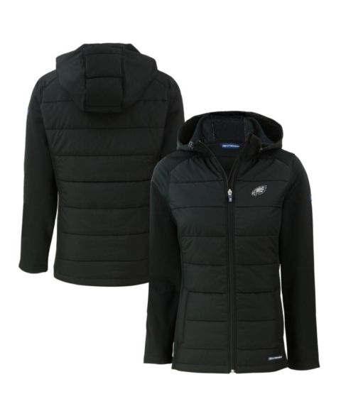 Женские худи Cutter & Buck Women's Black Philadelphia Eagles Evoke Hybrid Eco Softshell Full-Zip Jacket
