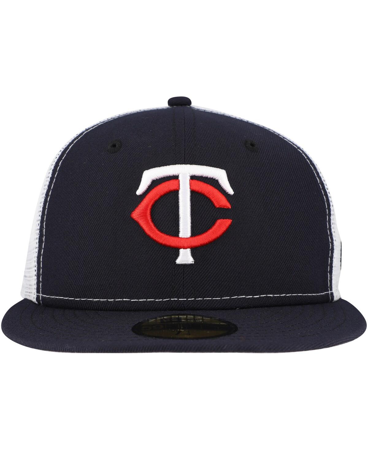 NEW ERA MEN'S NAVY MINNESOTA TWINS TEAM COLOR 59FIFTY TRUCKER FITTED HAT