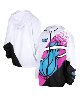 New Era - Men's White Miami Heat 2024/25 City Edition Full-Zip Windbreaker Jacket
