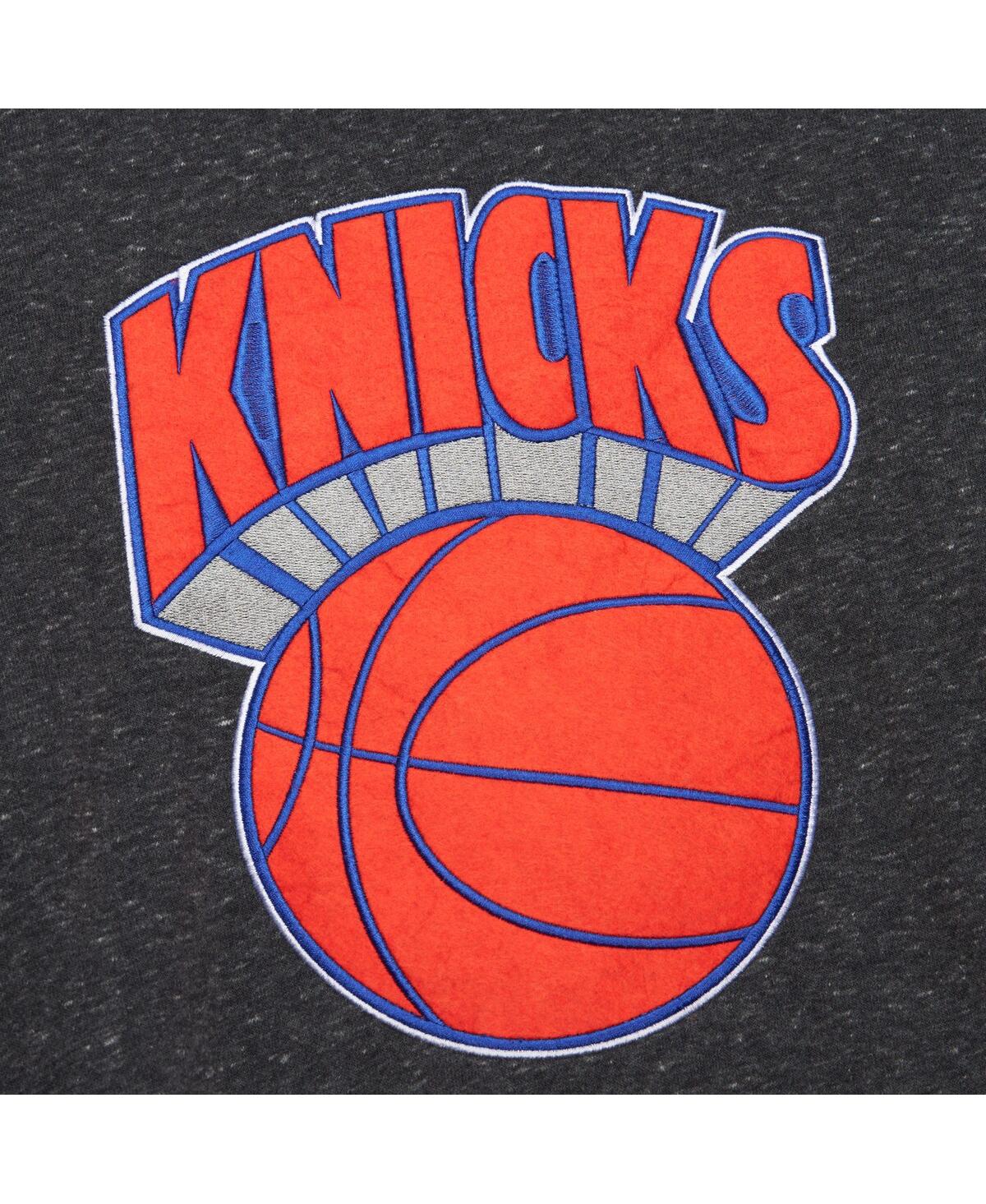 Mitchell & Ness Men's Black New York Knicks Hardwood Classics Blackout Collection Snow Washed Pullover Sweatshirt In Black