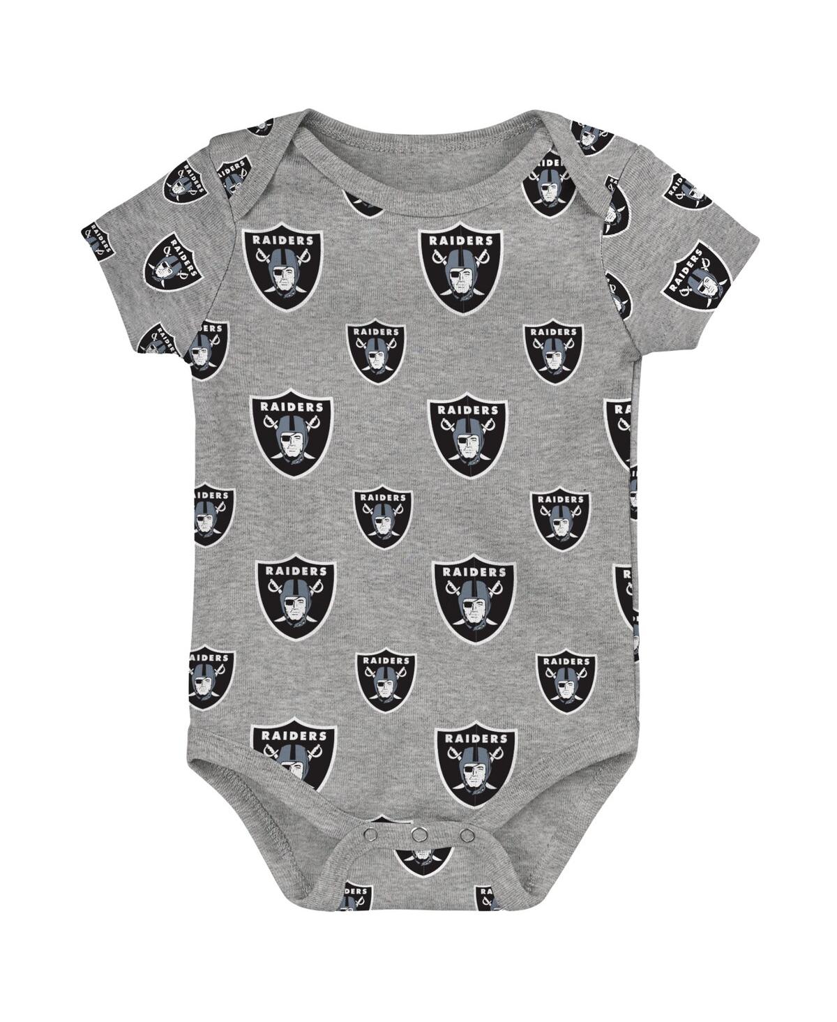 Outerstuff Baby Boys And Girls Las Vegas Raider's Team Starter 3-pack Bodysuit Set In Black