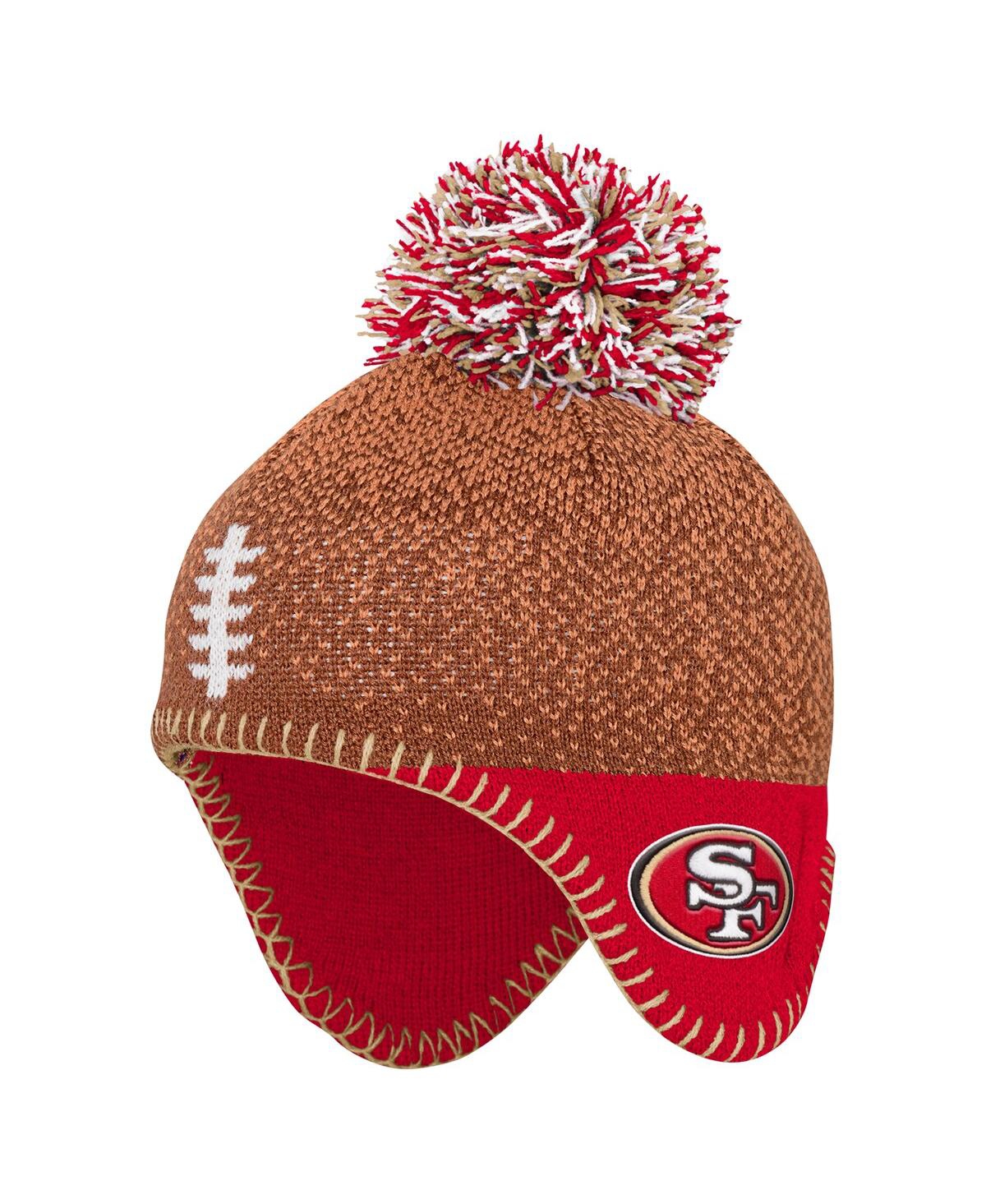 Outerstuff Preschool Brown San Francisco 49ers Football Head Knit Hat With Pom In Brown