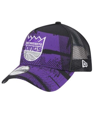 Men's Black/Purple Sacramento Kings Tip Off A-Frame Trucker 9FORTY Adjustable Hat