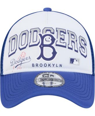 Men's White Los Angeles Dodgers Retro Wordmark 9FORTY A-Frame Trucker Adjustable Hat
