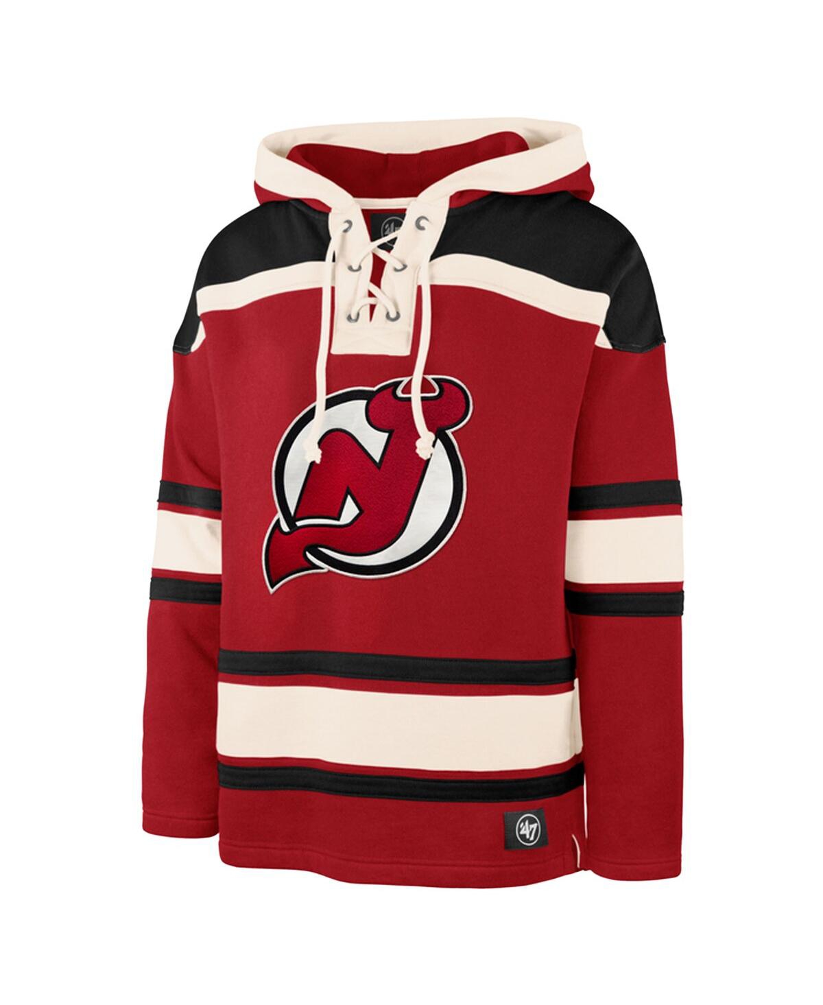 47 Brand Men's Nico Hischier Red New Jersey Devils Player Name Number Lacer Pullover Hoodie In Red