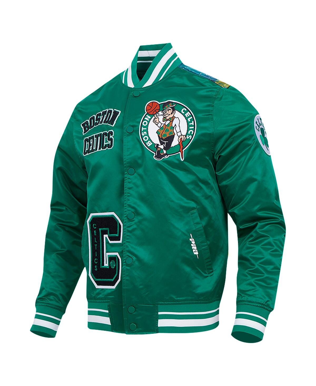 Pro Standard Men's Kelly Green Boston Celtics Sublimated Satin Full-snap Jacket In Green