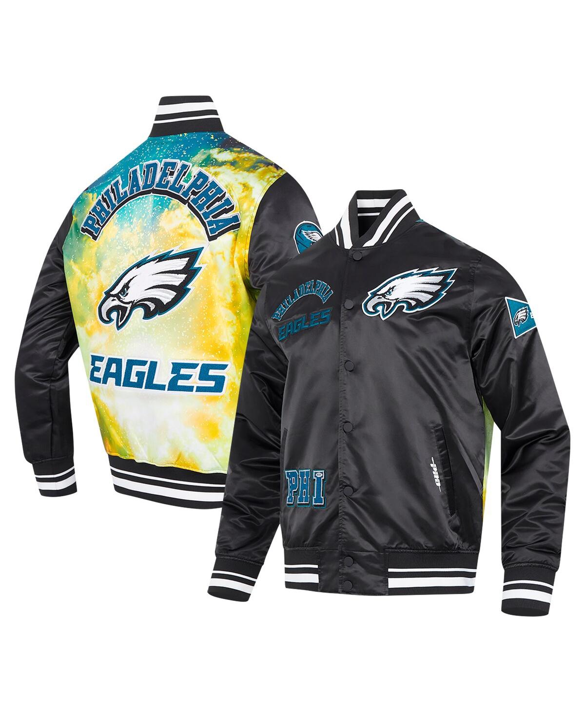 Men's Black Philadelphia Eagles Sublimated Satin Full-Snap Jacket - Black