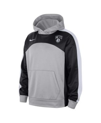 Men's Silver/Black Brooklyn Nets Authentic Starting Five Force Performance Pullover Hoodie