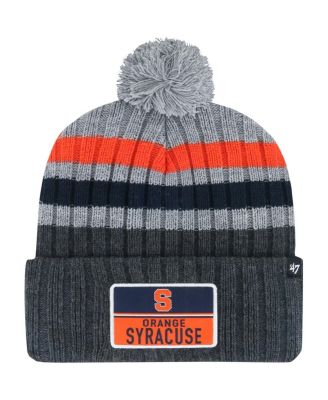 '47 Brand - Men's Charcoal Syracuse Orange Stack&nbsp;Striped Cuffed Knit Hat with Pom