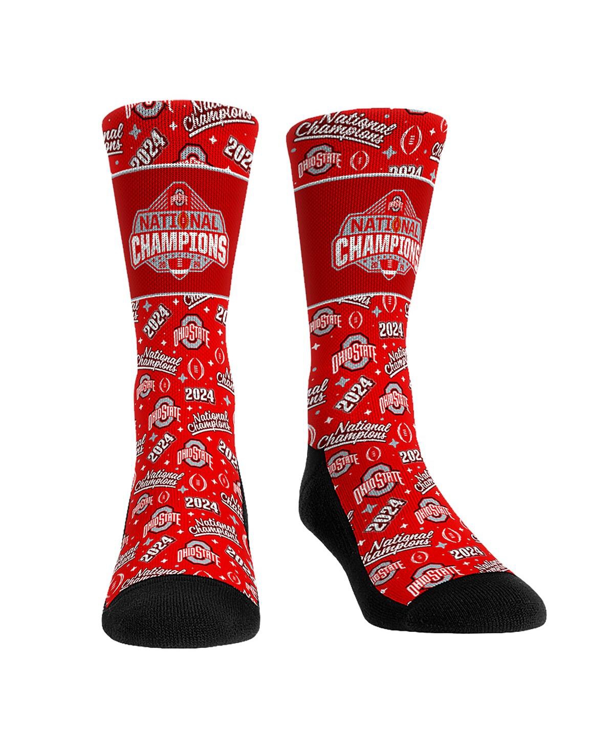 Men's and Women's Scarlet Ohio State Buckeyes College Football Playoff 2024 National Champions All-Over Crew Socks - Scarlet
