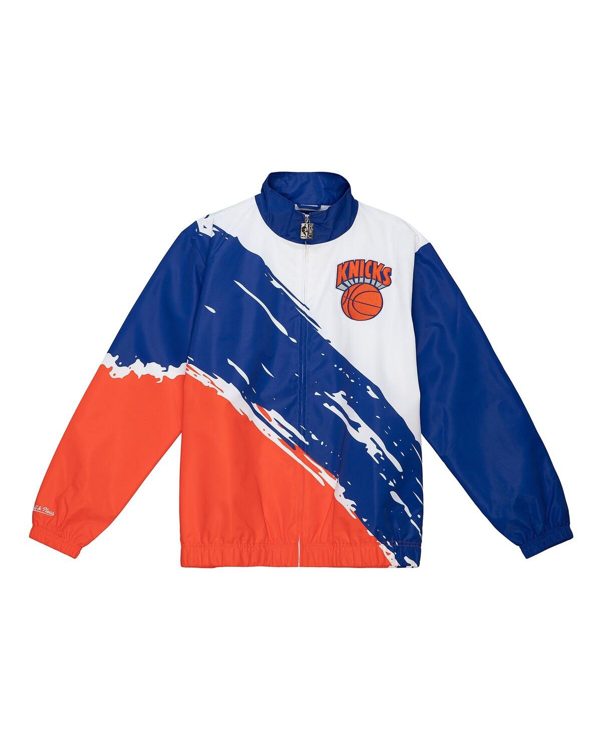 Mitchell & Ness Men's White New York Knicks Paintbrush Full-zip Windbreaker Jacket In White