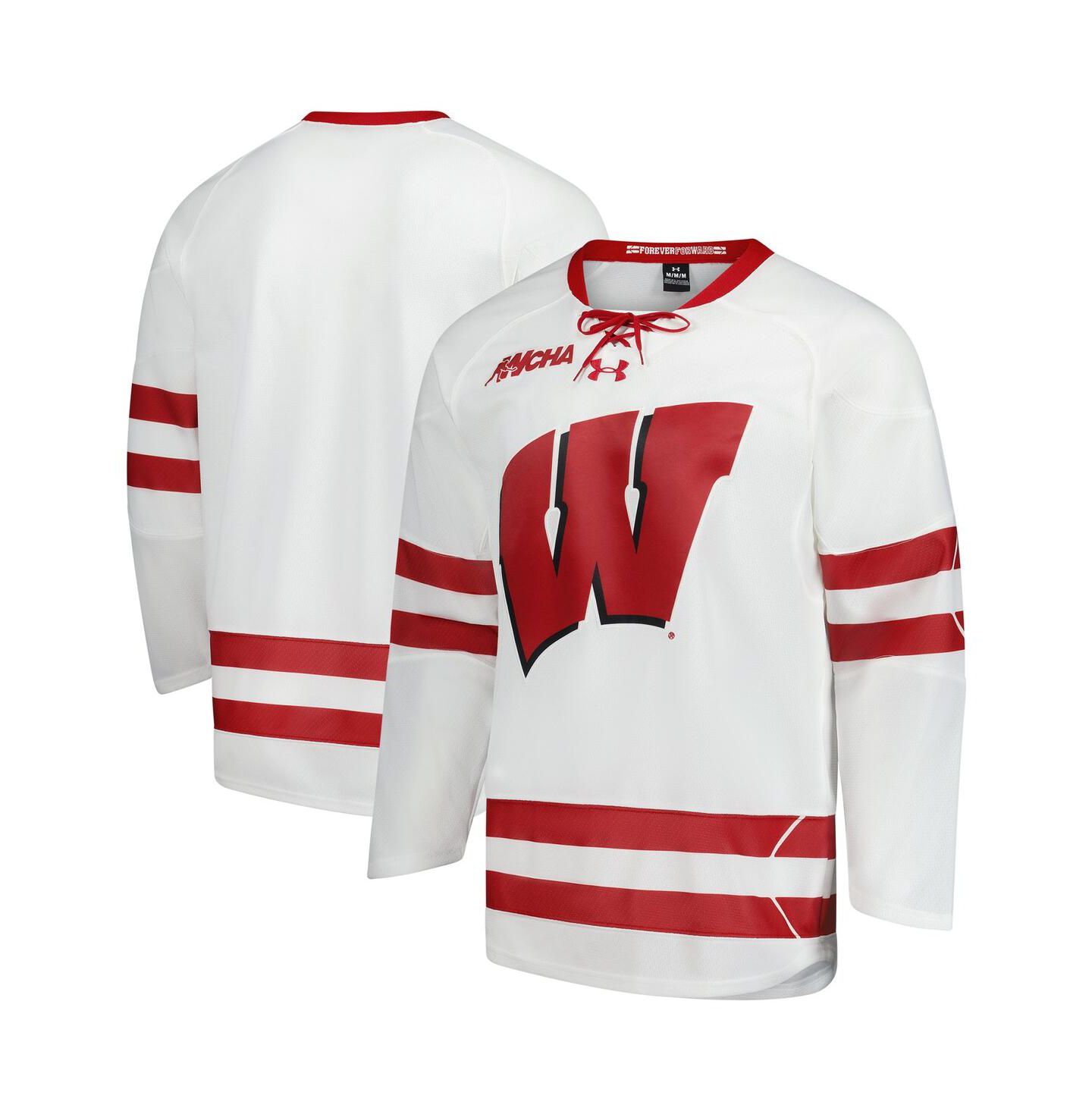 Мужской топ Under Armour White Wisconsin Badgers Replica Hockey Jersey — фото 1