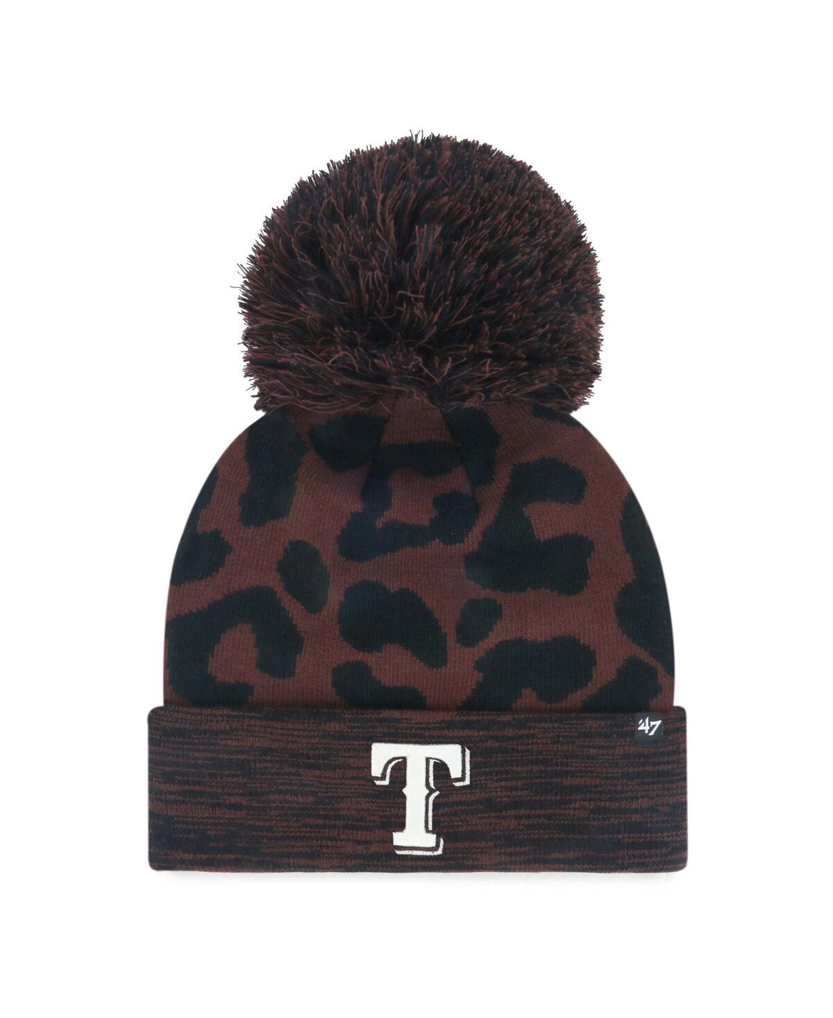 47 Brand Women's Brown Texas Rangers Rosette Cuffed Knit Hat With Pom In Brown