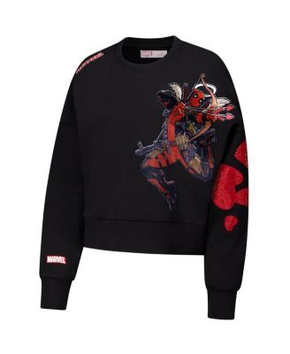 Women's Black Deadpool Comic Panel Loose Fit Pullover Sweatshirt