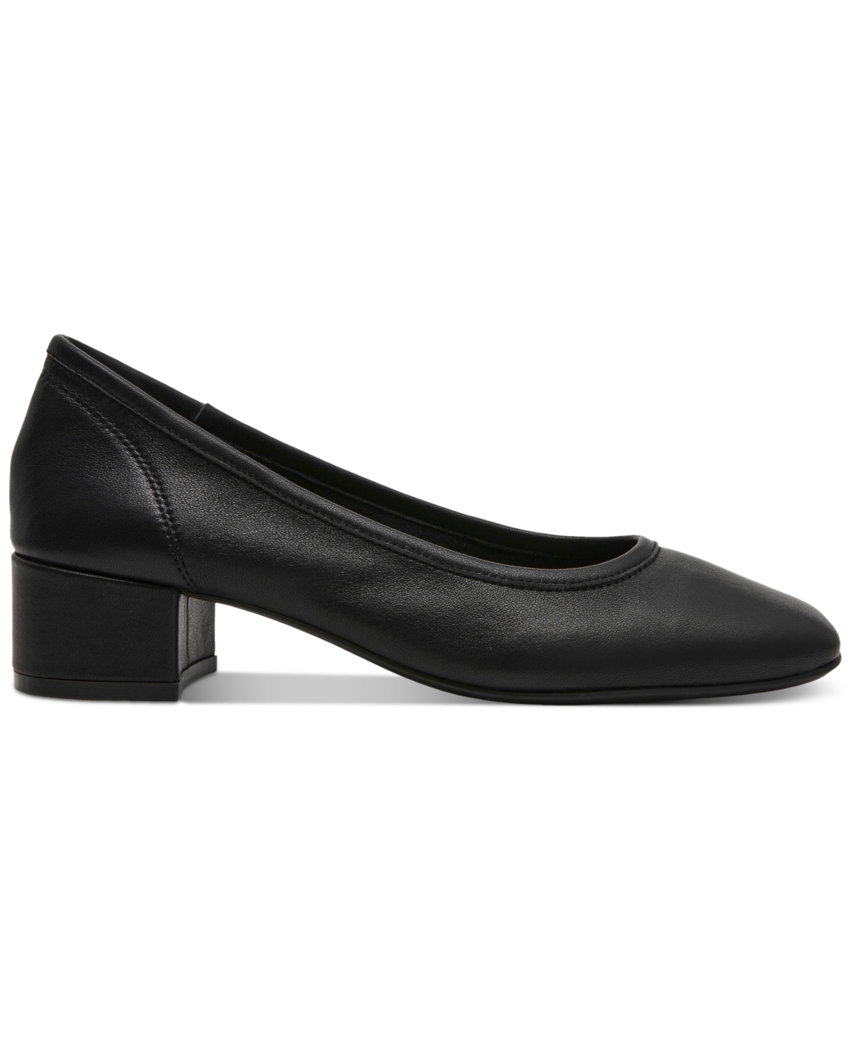Steve Madden Mollie Block Heel Pump In Black Leather