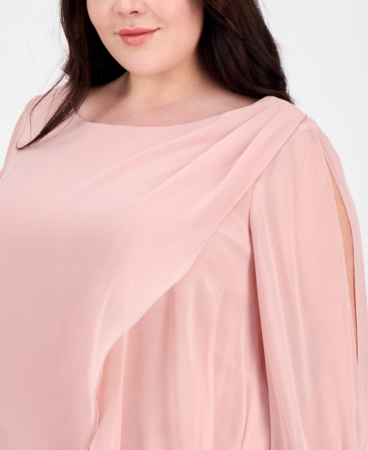 Sl Fashions Plus Size Overlay Sheath Dress In Faded Rose