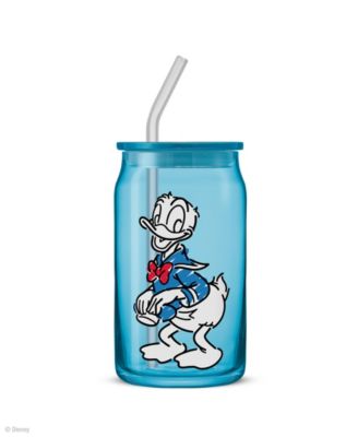Disney Mickey Mouse Friends Color Sketch Tumbler Glasses with Lids, Set of 4