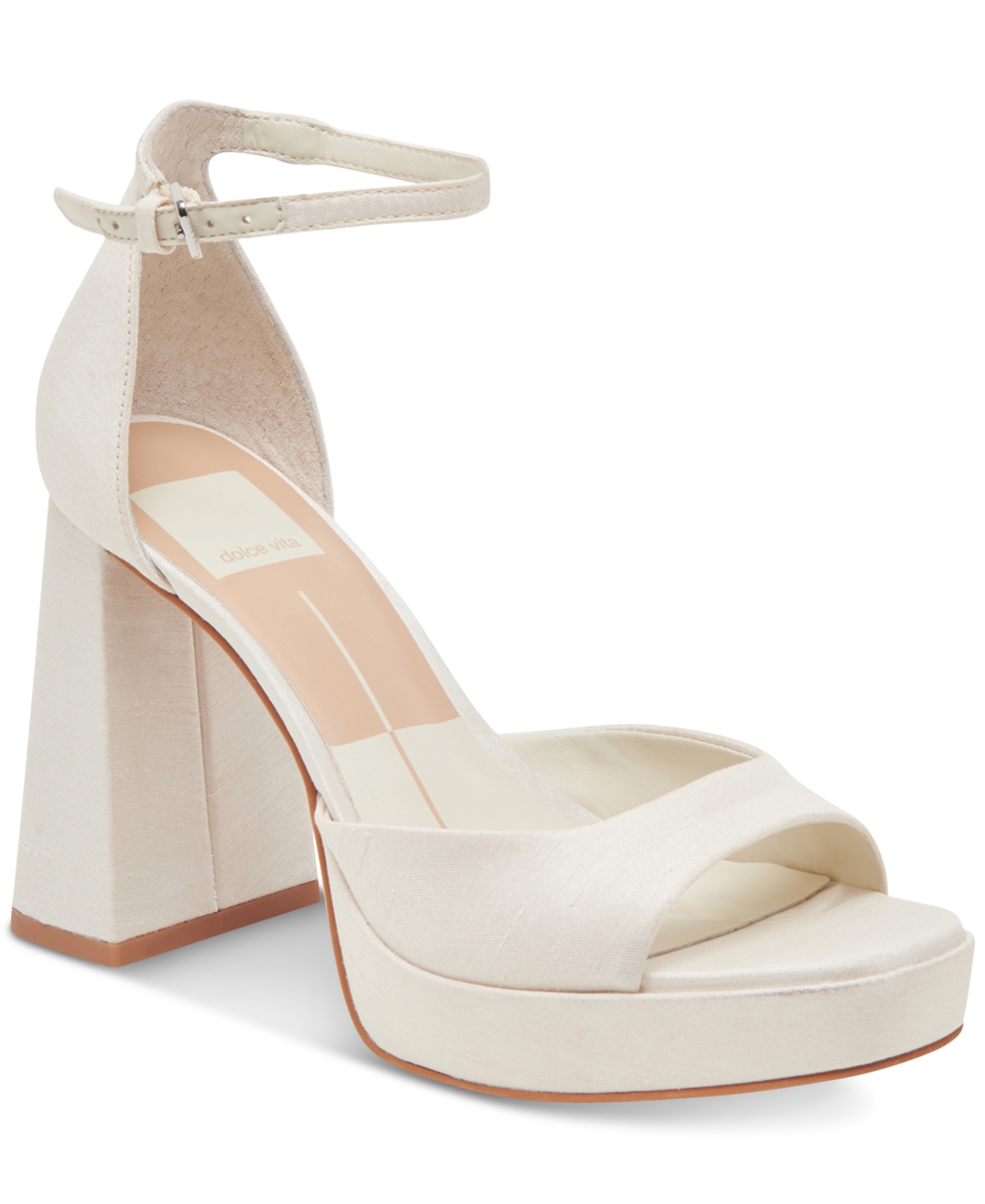 Dolce Vita Women's Pandro Wide Width Two-piece Platform Dress Sandals In White Satin