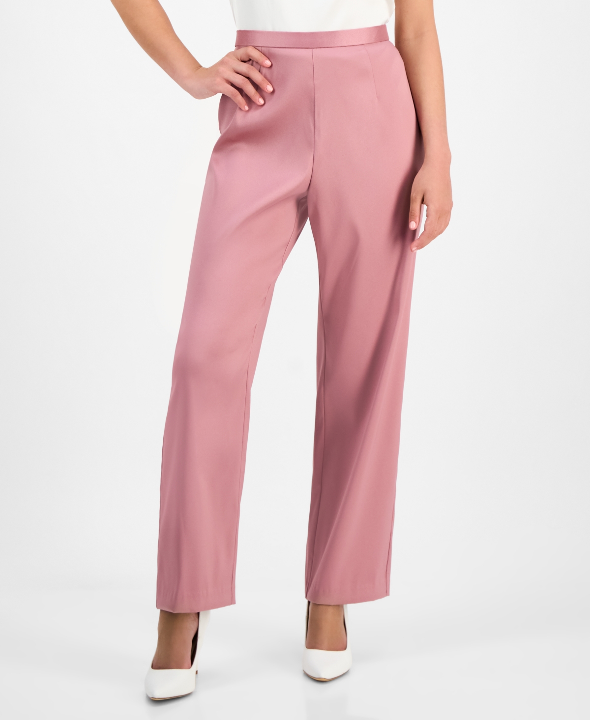 Petite Straight-Leg Pants - Rose