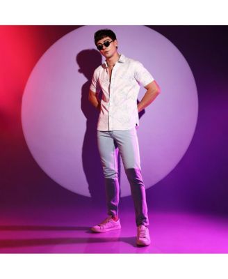 Men's White Printed Regular Fit Casual Shirt