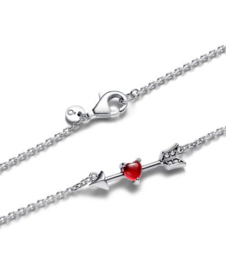 Sterling Silver Arrow and Murano Glass Heart Necklace