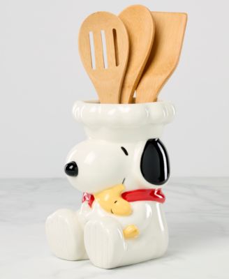 Chef Snoopy Figural Utensil Crock 4 Piece Set