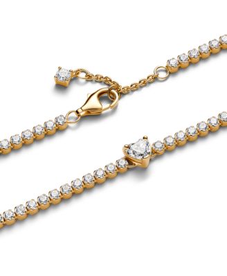 14K Gold Plated Sparkling Heart Tennis Bracelet