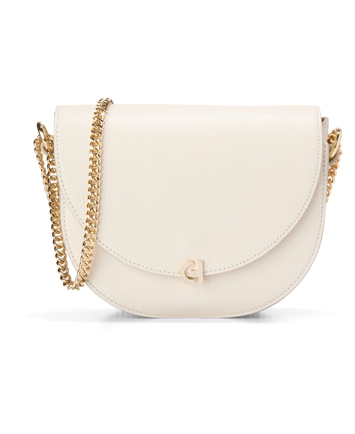 Cole Haan Evie Chain Small Saddle Bag In Ivory