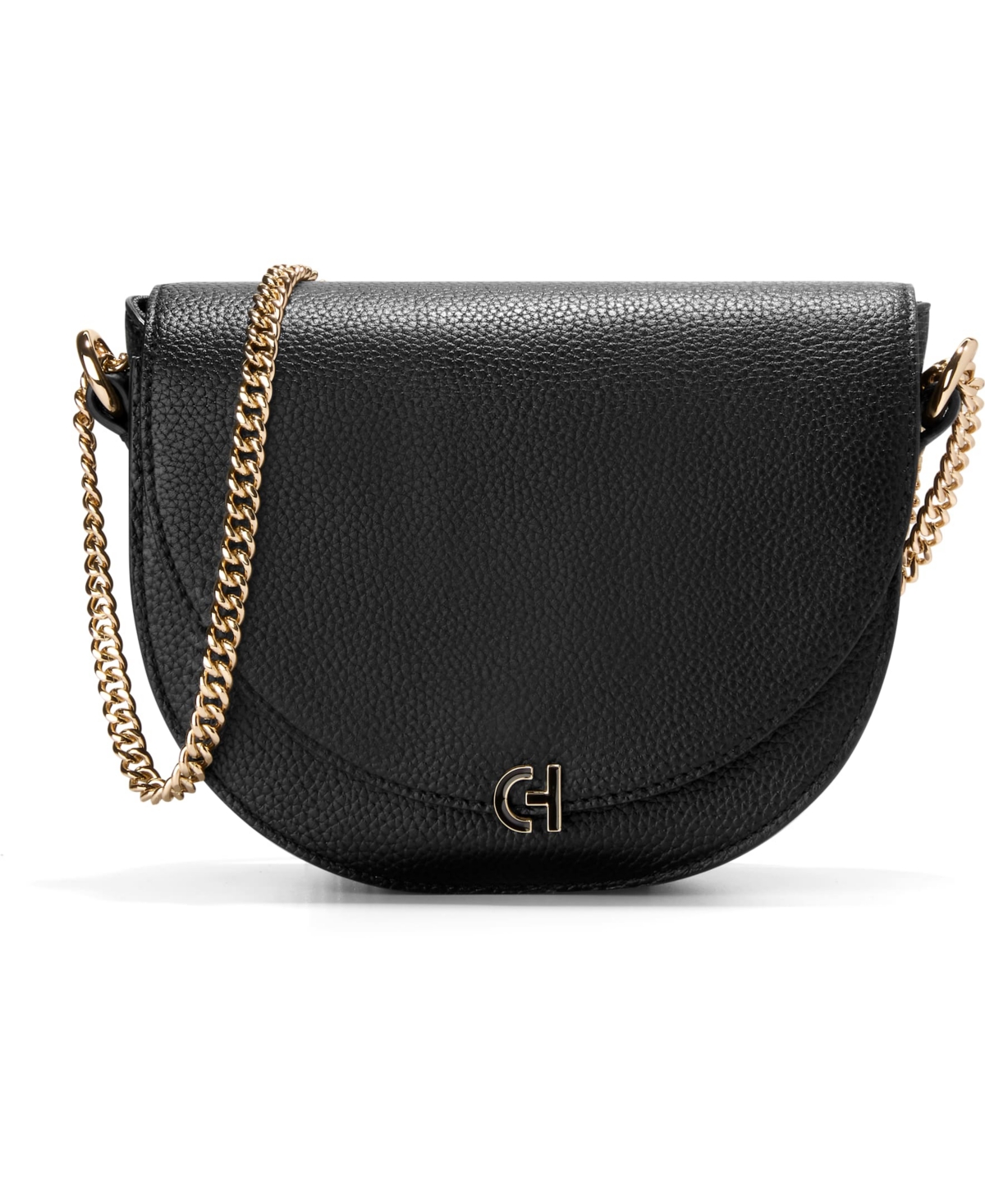 Cole Haan Evie Chain Small Saddle Bag In Black
