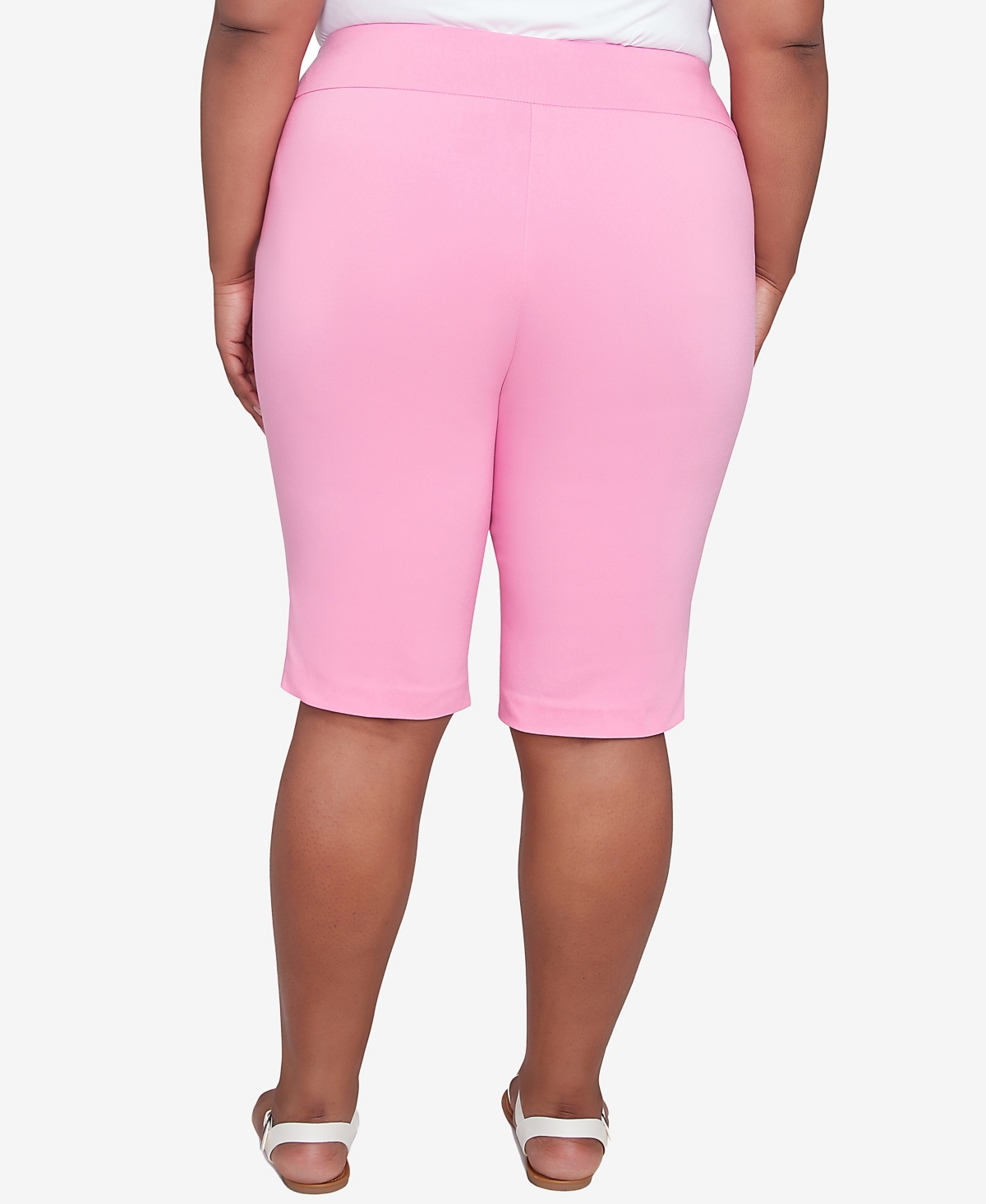 Hearts Of Palm Plus Size Spring Into Action Solid Tech Stretch Skimmer Pant In Bright Pink