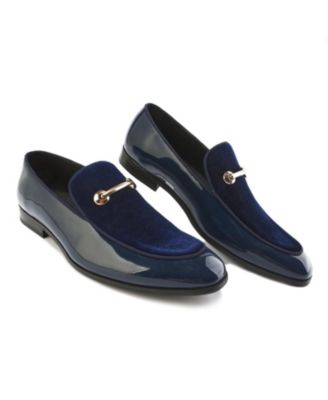 Men's Velvet & Patent Leather Slip On Dress Loafer