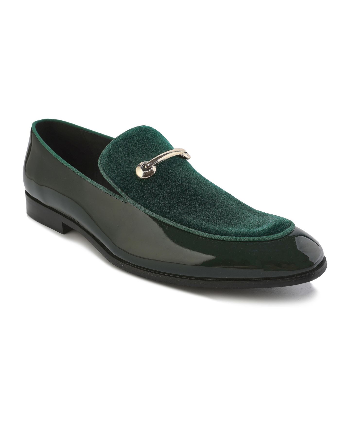 Мужские туфли Gino Vitale Velvet & Patent Leather Slip On Dress Loafer, цвет: Зелёный — фото 1