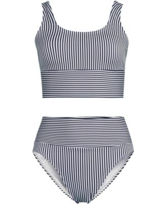 Women's Tugless Midkini Top and High Waisted Bottom Swimsuit Set