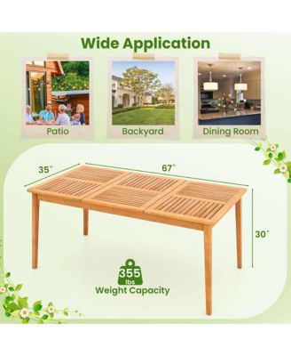6-Person Outdoor Acacia Wood Dining Table with 1.96" Umbrella Hole Rectangular