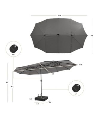 15Ft Patio Double-Sided Solar LED Market Umbrella Crank Base
