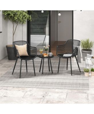 3-Piece Patio Chair Set with PP Seat and Tabletop Stylish and Durable Outdoor Furniture for Porch or Balcony