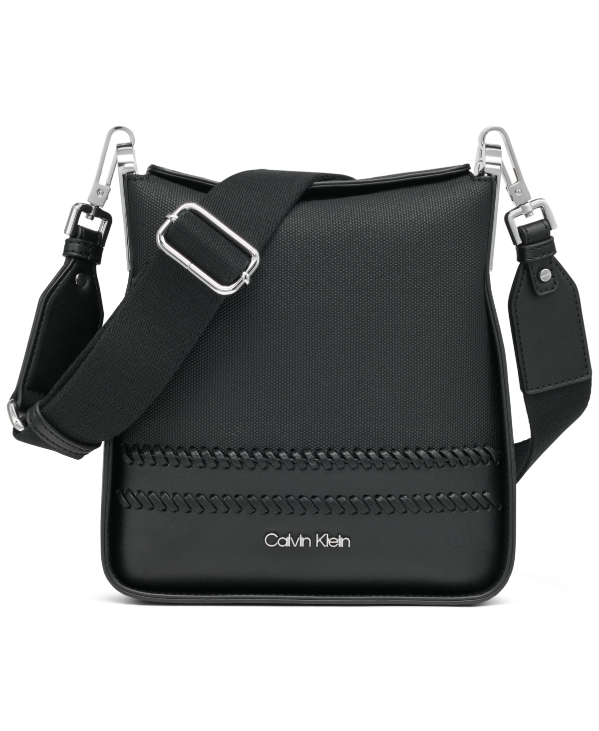 Calvin Klein Fay Canvas Crossbody In Black