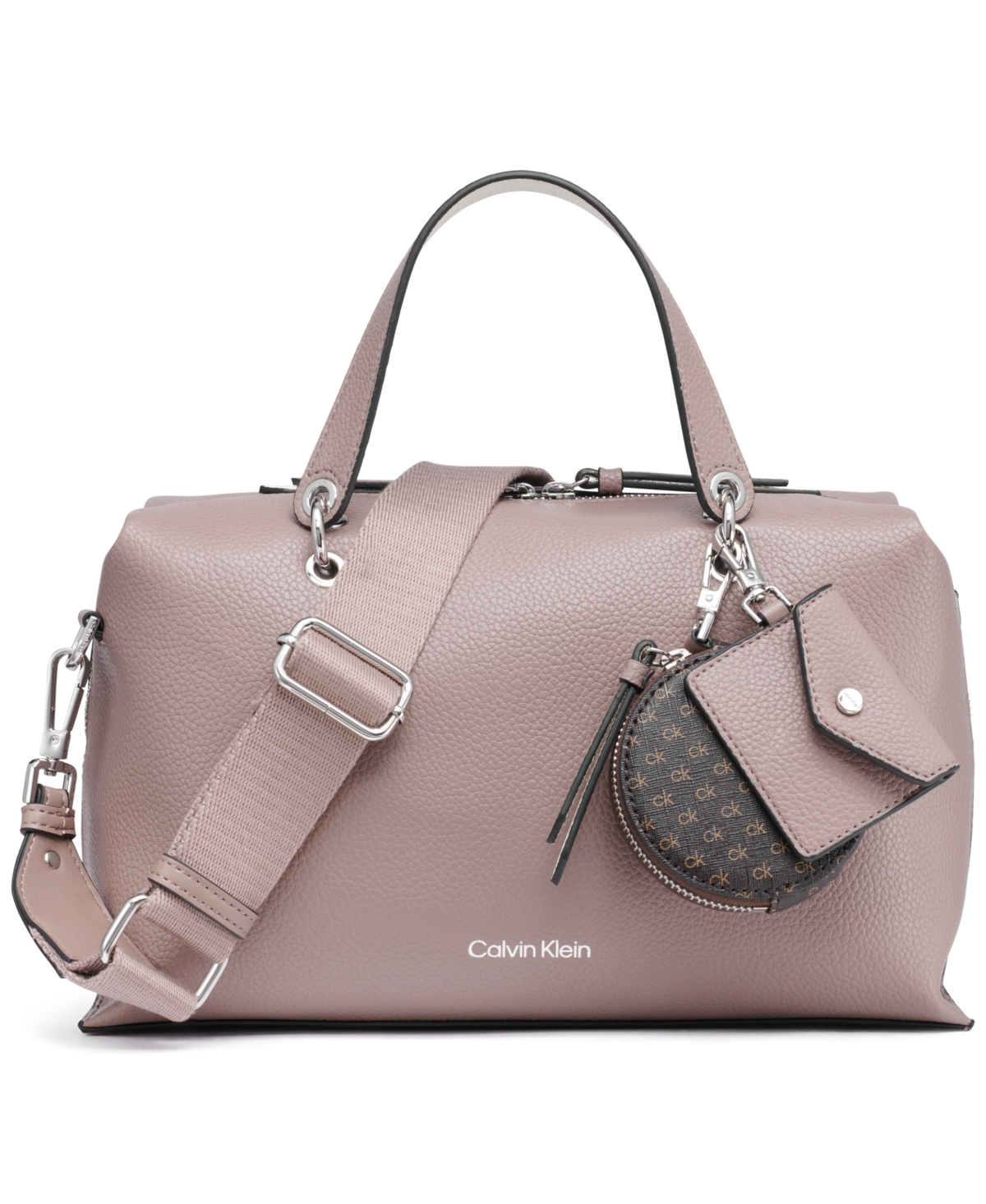 Calvin Klein Cali Medium Satchel Bag In Cocoa,cherub White