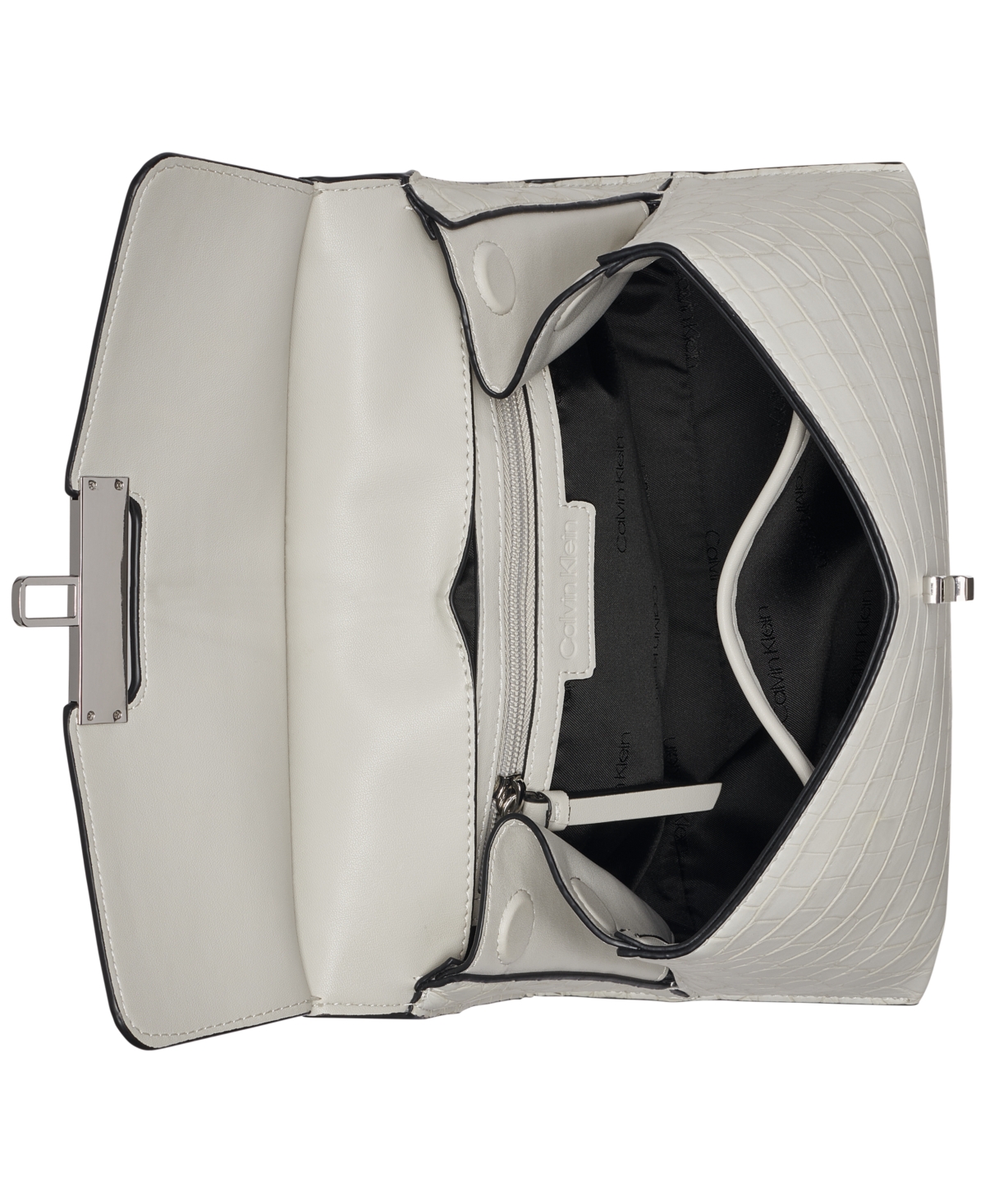 Calvin Klein Becky Soft Croco Crossbody In Beach Pebble