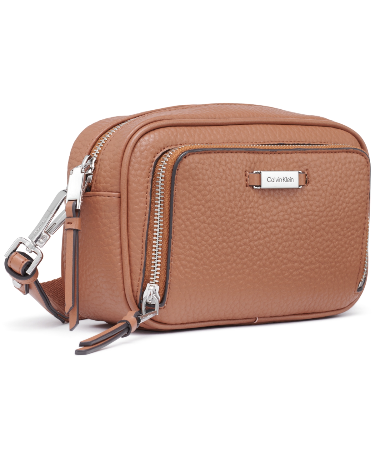 Calvin Klein Zulle Top Zipper Camera Bag With Signature Hang Off In Brown