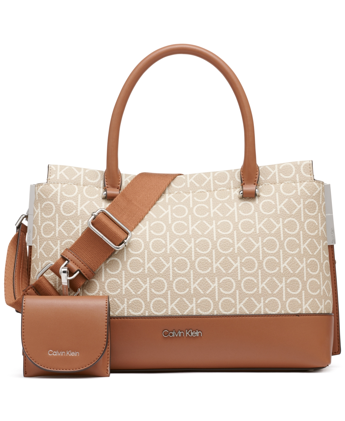 CALVIN KLEIN BIANCA SIGNATURE TRIPLE COMPARTMENT CONVERTIBLE SATCHEL 