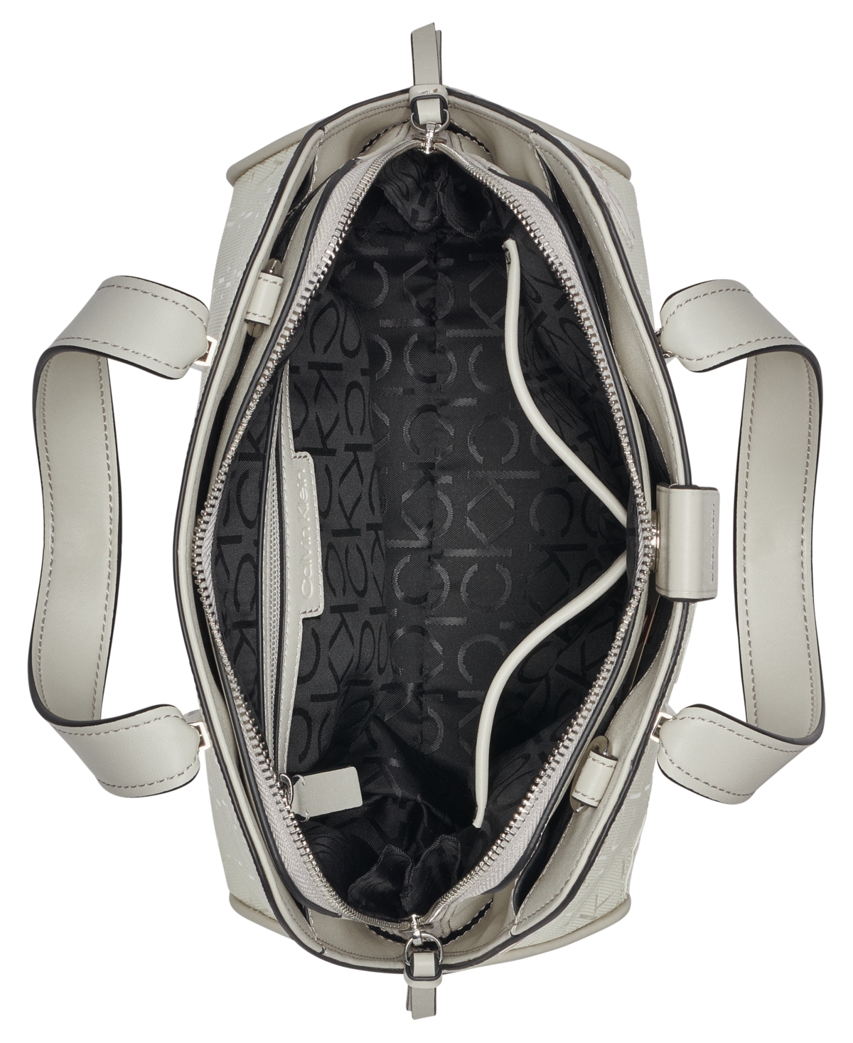CALVIN KLEIN AUDREY FLORAL LOGO EMBOSS SATCHEL 